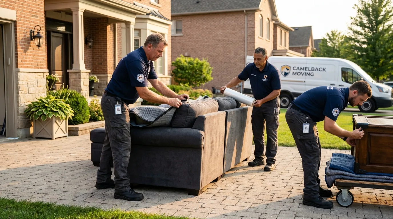 Large estate moving crew wrapping furniture in Shallowater, TX